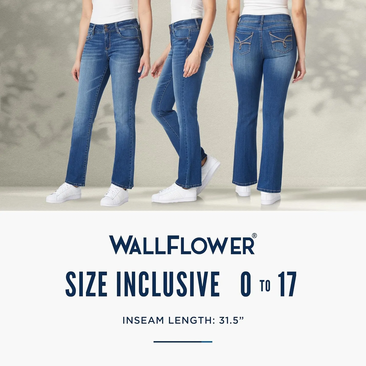WallFlower Women's Ultra Slim Bootcut Mid-Rise Insta Soft Juniors Jeans