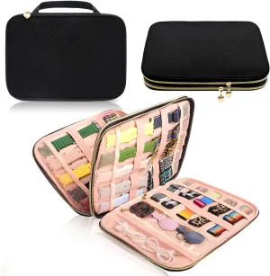 Watch Band Case Organizer for Apple Watch Band, Soft Velvet Watch Band Holder for 35 Watch Straps, Portable Travel Storage Bag for iWatch Band, Pin, Headphone& Other Accessories (Black)