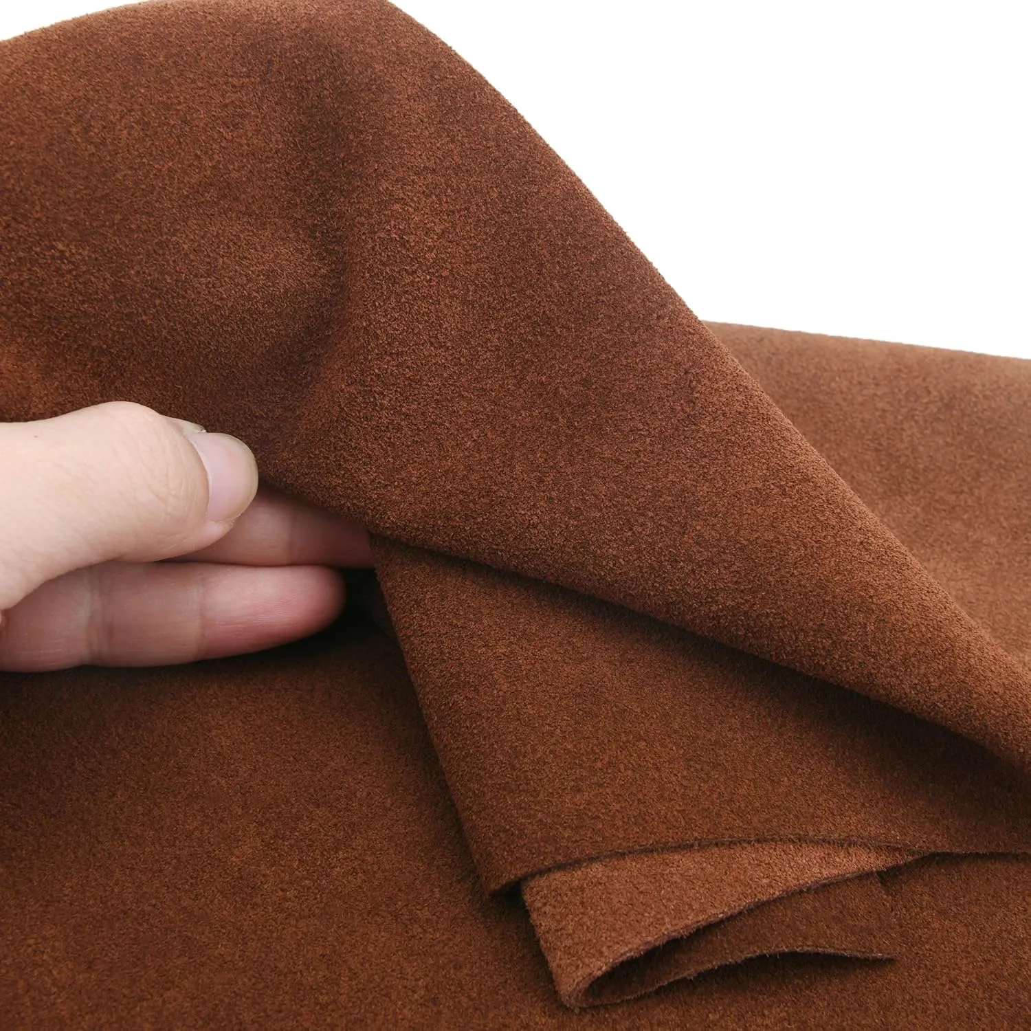 WAYNE'S DOG 3/4 oz Suede Leather Square Cowhide Leather Craft for Moccasins, Leathercraft, Bag Linings, Approns, Saddle Parts (Red Brown, 12"x12")