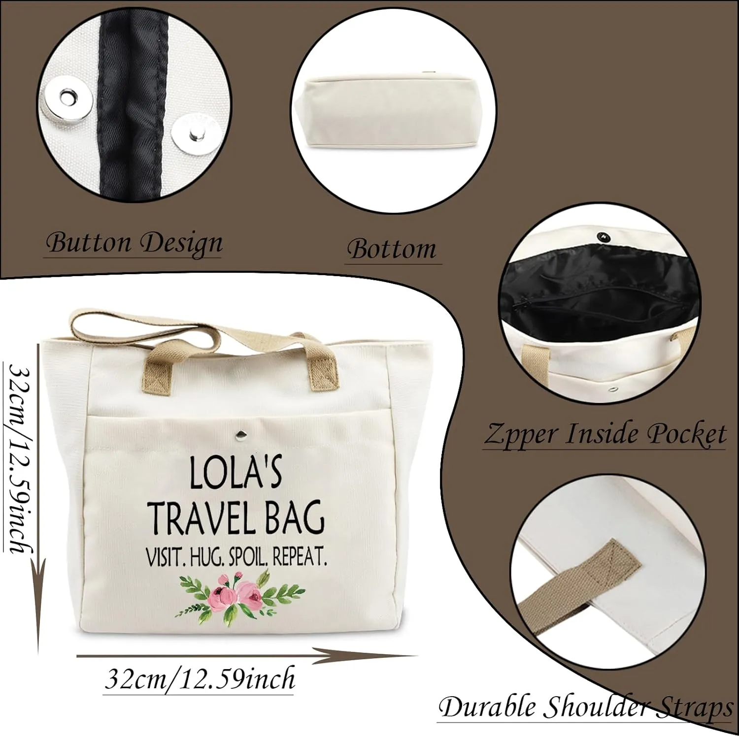 WCGXKO Mother’s Day Gift Grandma Birthday Gift Mother’s Day Merchandise Tote Bag Travel Bag For Grandma