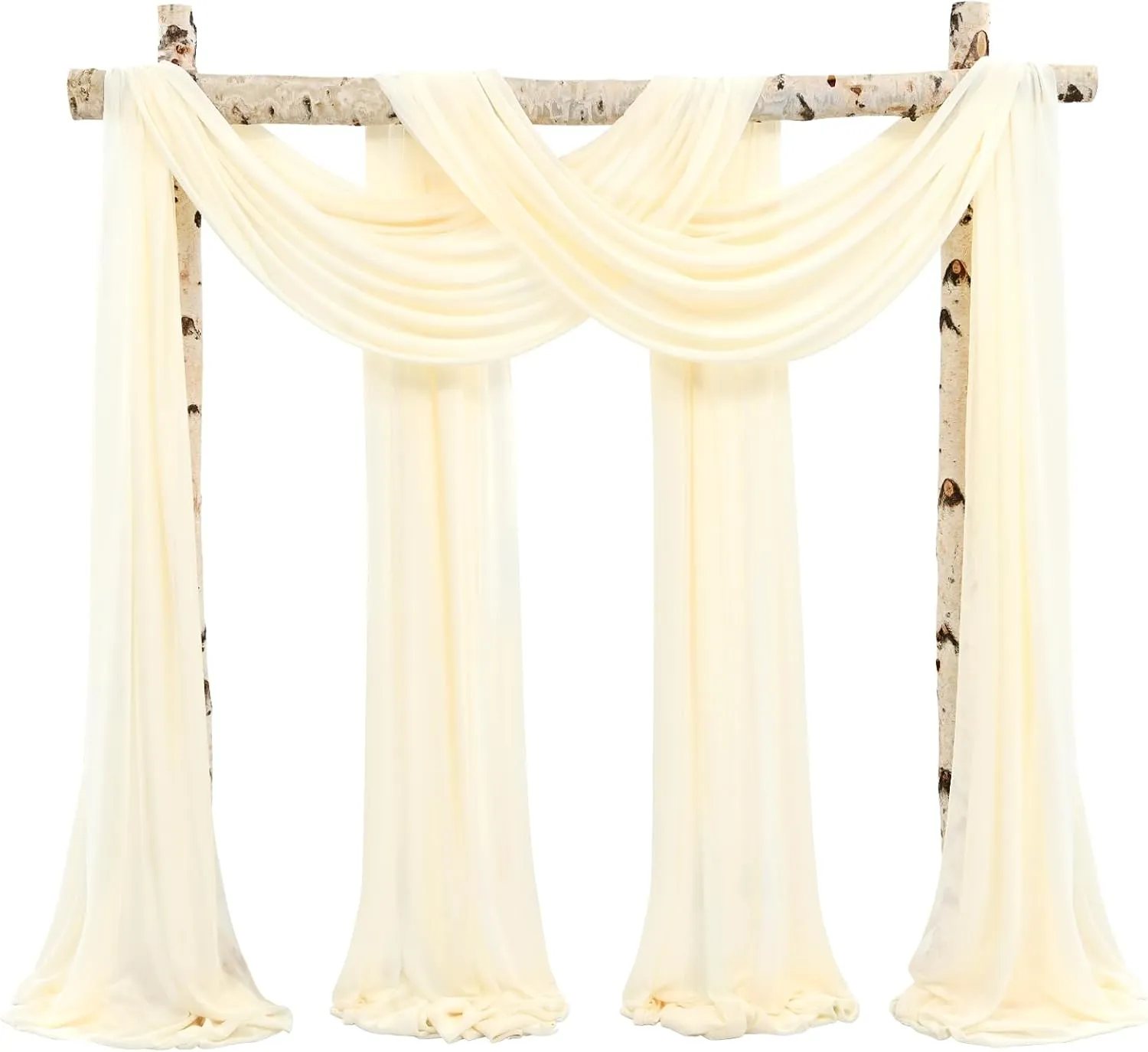 Wedding Arch Draping Fabric,4 Panels 28" x18ft Beige Wedding Arch Drapes for Ceremony Sheer Chiffon Fabric Drapes Arbor Drapery Decorations for Reception Party
