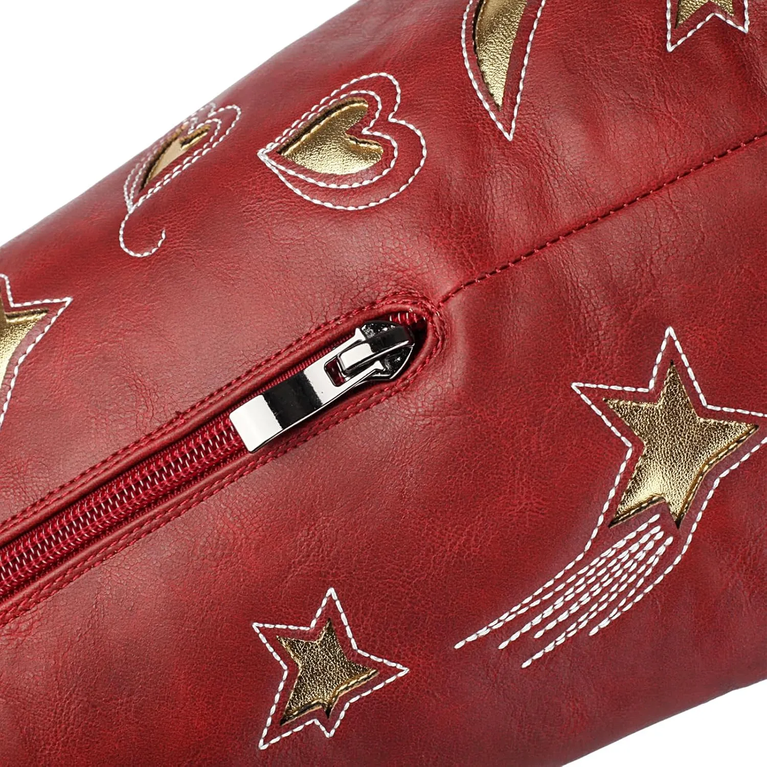 Western Cowboy Boots for Women Knee High, Stars Moon Heart Patterns Low Heel