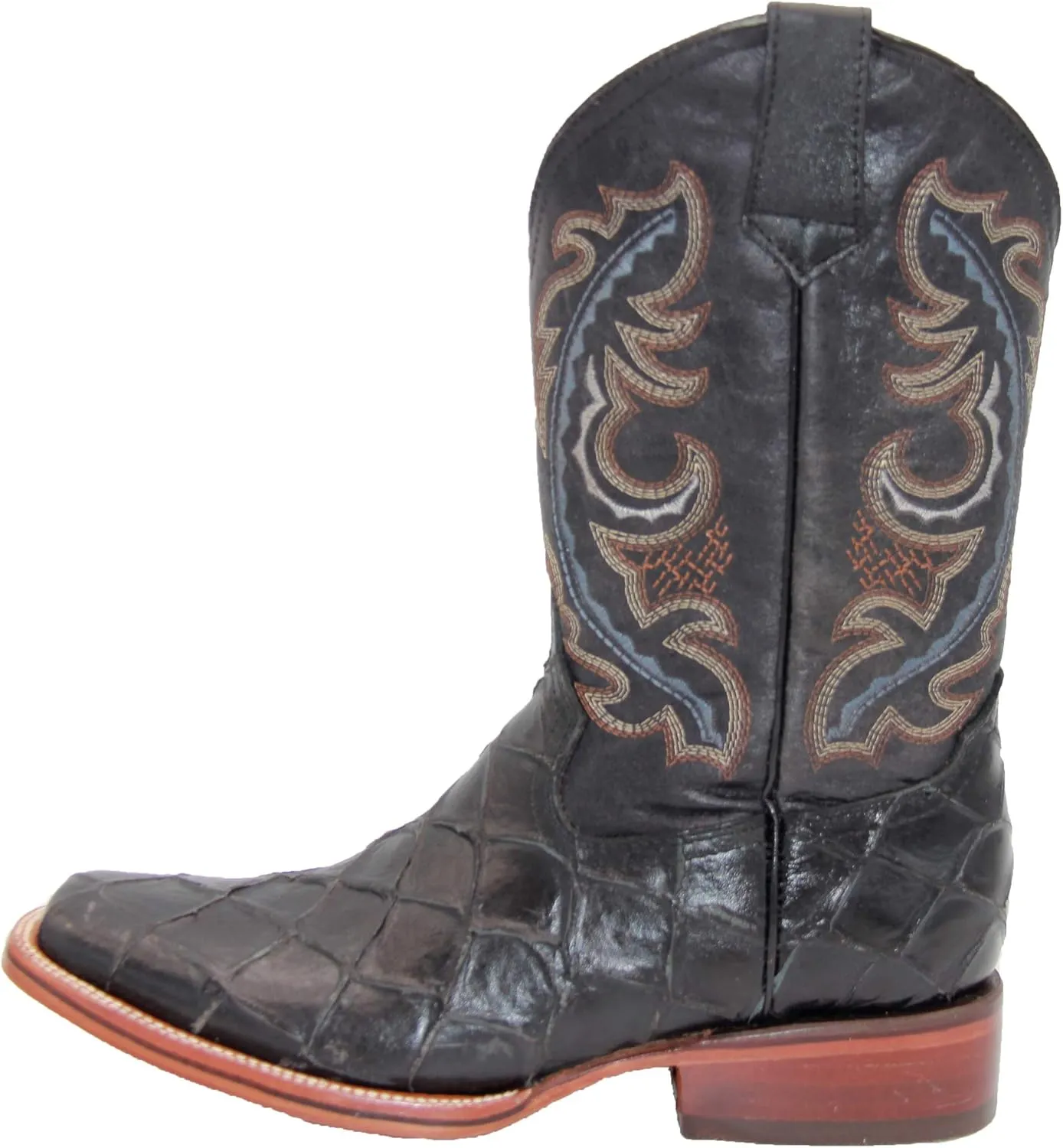Western Shops Men’s Leather Pirarucu Fish Print Cowboy Western Boots
