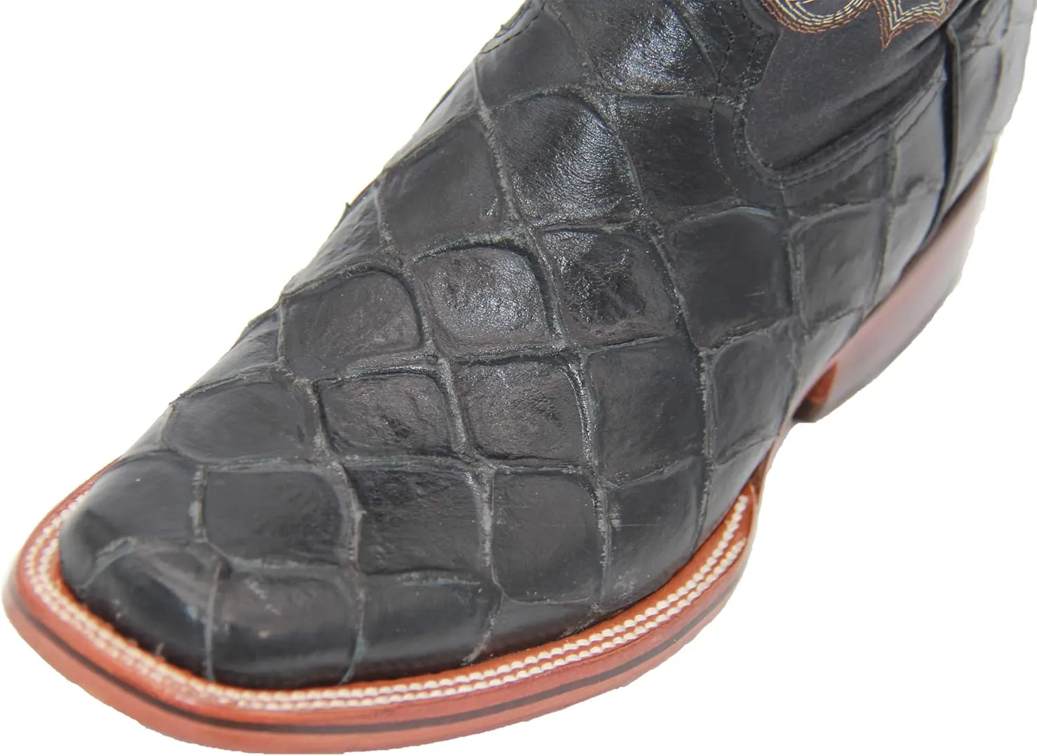 Western Shops Men’s Leather Pirarucu Fish Print Cowboy Western Boots