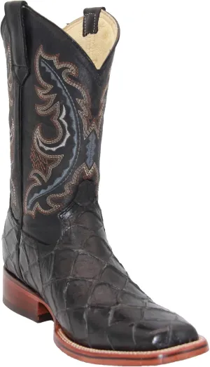 Western Shops Men’s Leather Pirarucu Fish Print Cowboy Western Boots