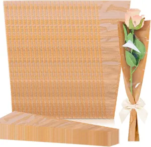 Whaline 100 Pcs Single Kraft Flower Wrapping Bags Clear Floral Bouquet Cellophane Sleeves Brown Florist Packaging Supplies for Mother's Day Wedding Graduation Anniversary Valentine's Day