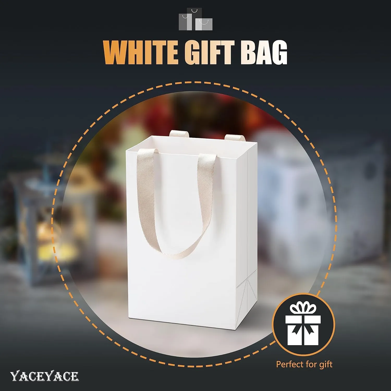 White Gift Bags with Handles, 20Pcs 5.25"x3.75"x8" White Paper Gift Bags with Ribbon Handles Bulk, Small Kraft Paper Bag for Party, Goodie