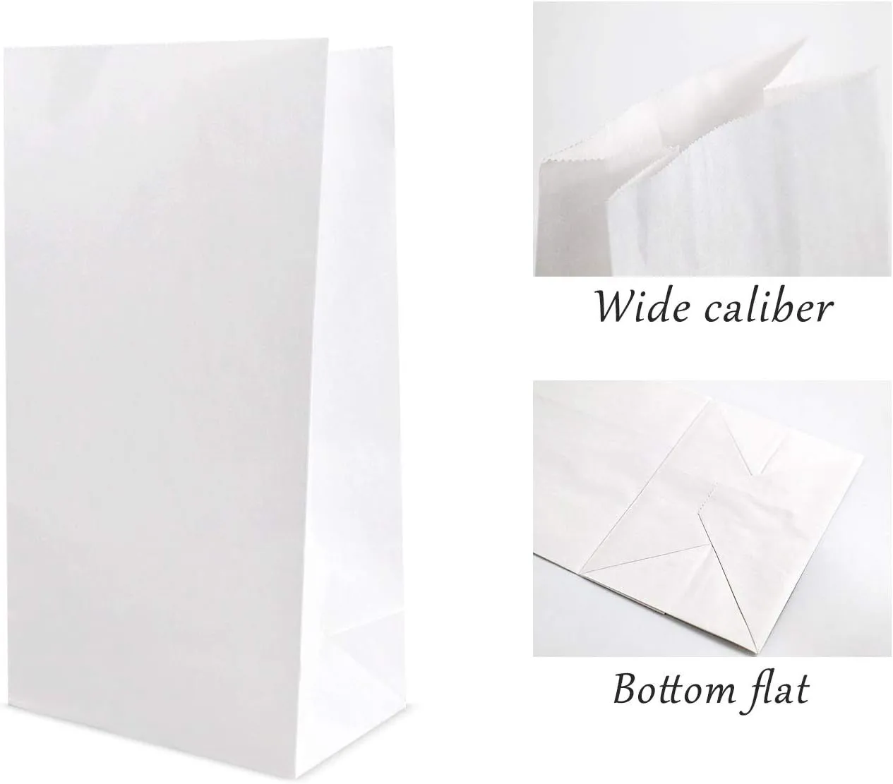 White Kraft Paper Bags, Kslong 50pcs Small Paper Bags 4Lb 5.1x3.1x9.4” Lunch Bag Grocery Bread Bag Snack Bag Candy Popcorn Bag Treat Bags Party Favor Gift Bag(White 4)