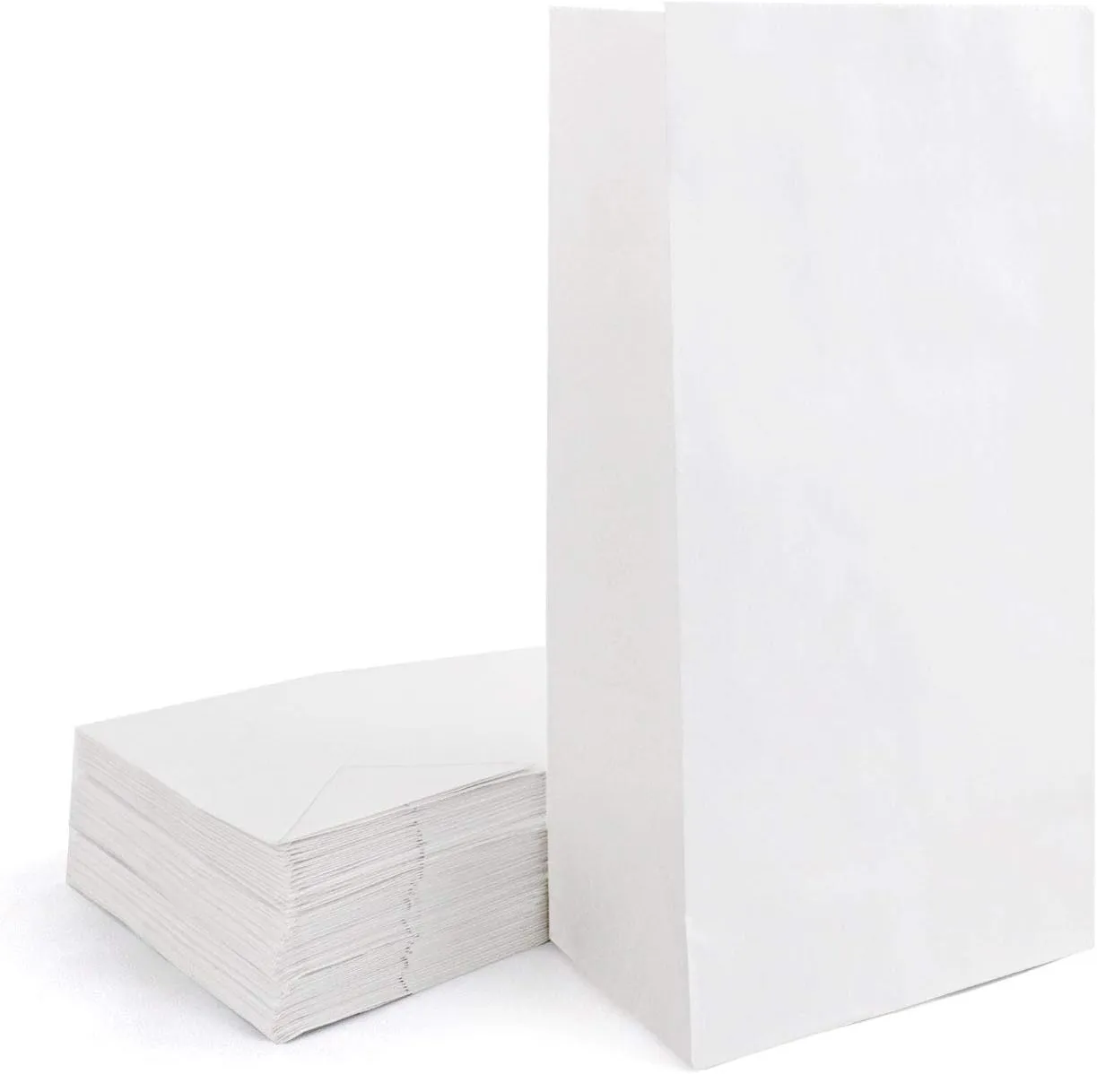 White Kraft Paper Bags, Kslong 50pcs Small Paper Bags 4Lb 5.1x3.1x9.4” Lunch Bag Grocery Bread Bag Snack Bag Candy Popcorn Bag Treat Bags Party Favor Gift Bag(White 4)