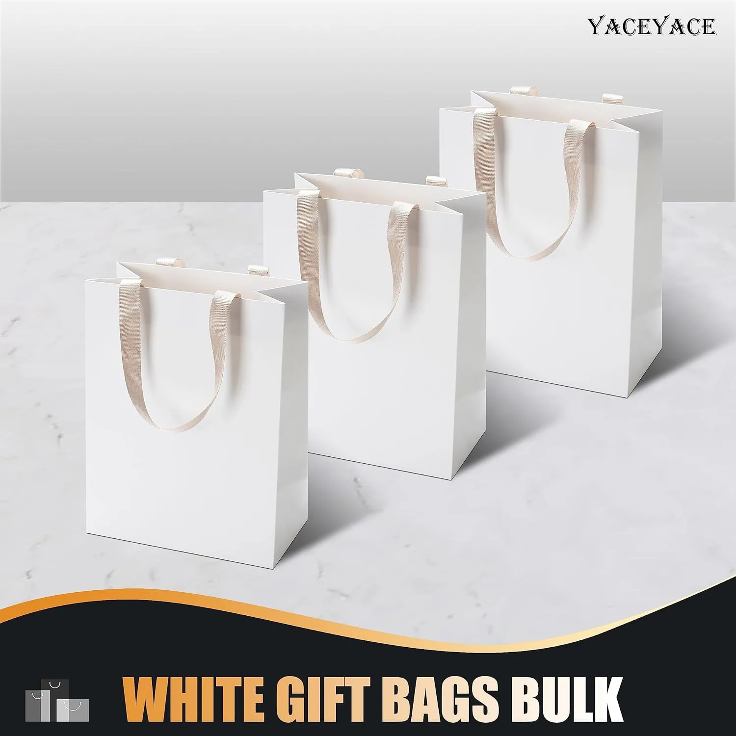 White Paper Gift Bags, 20Pcs 10.5"x4.25"x8" White Kraft Gift Bag with Handles, Medium Gift Bags with Handles Bulk, Paper Shopping Bag Bulk