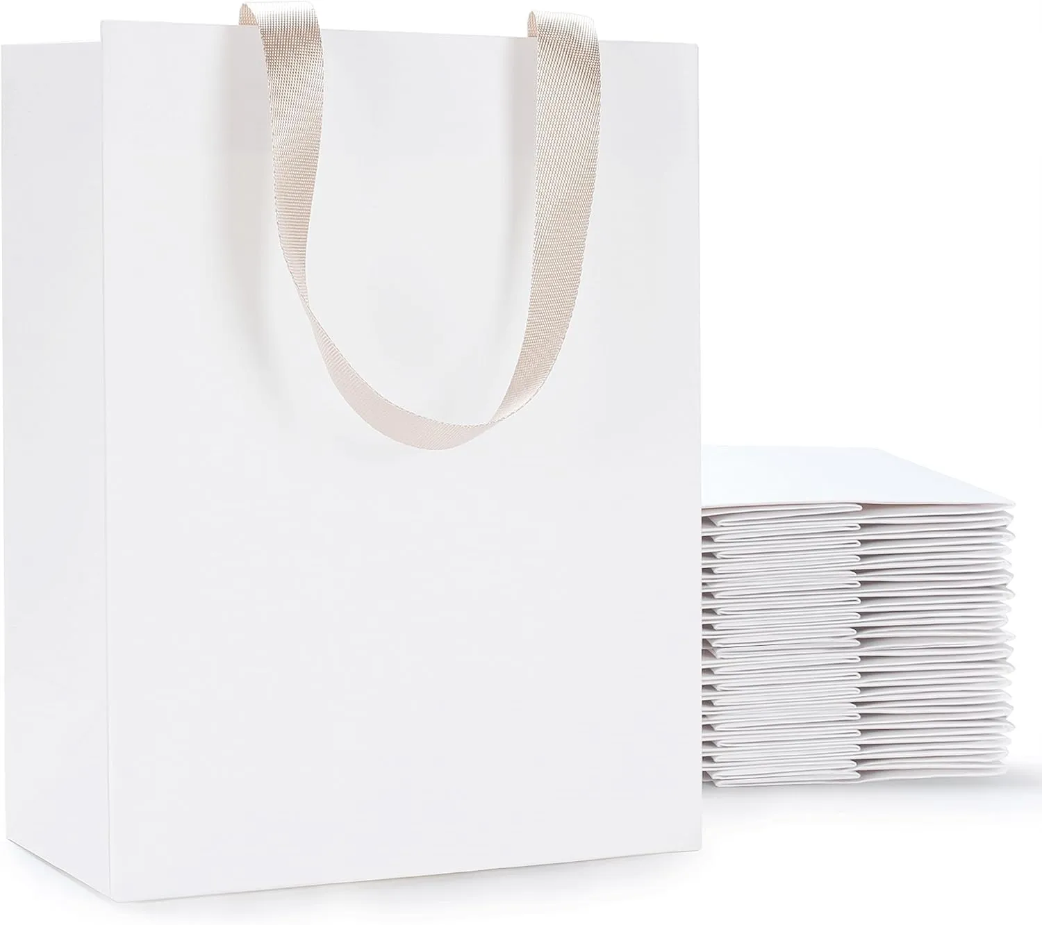 White Paper Gift Bags, 20Pcs 10.5"x4.25"x8" White Kraft Gift Bag with Handles, Medium Gift Bags with Handles Bulk, Paper Shopping Bag Bulk