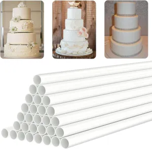 White Plastic Cake Dowel Rods for Tiered Cake Construction and Stacking Supporting Cake Round Dowels Straws with 0.4 Inch Diameter (12 Inch)