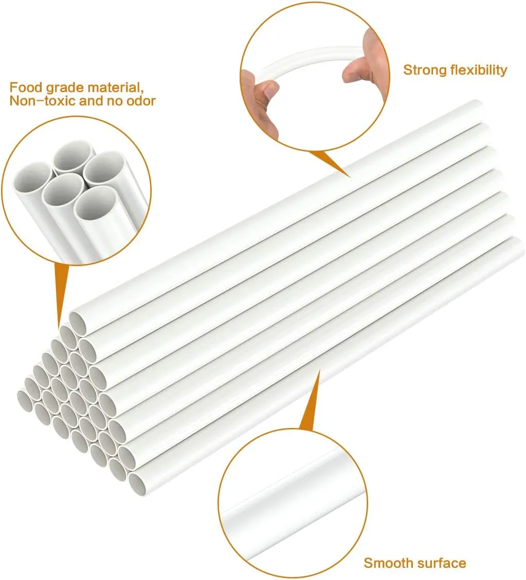 White Plastic Cake Dowel Rods for Tiered Cake Construction and Stacking Supporting Cake Round Dowels Straws with 0.4 Inch Diameter (12 Inch)