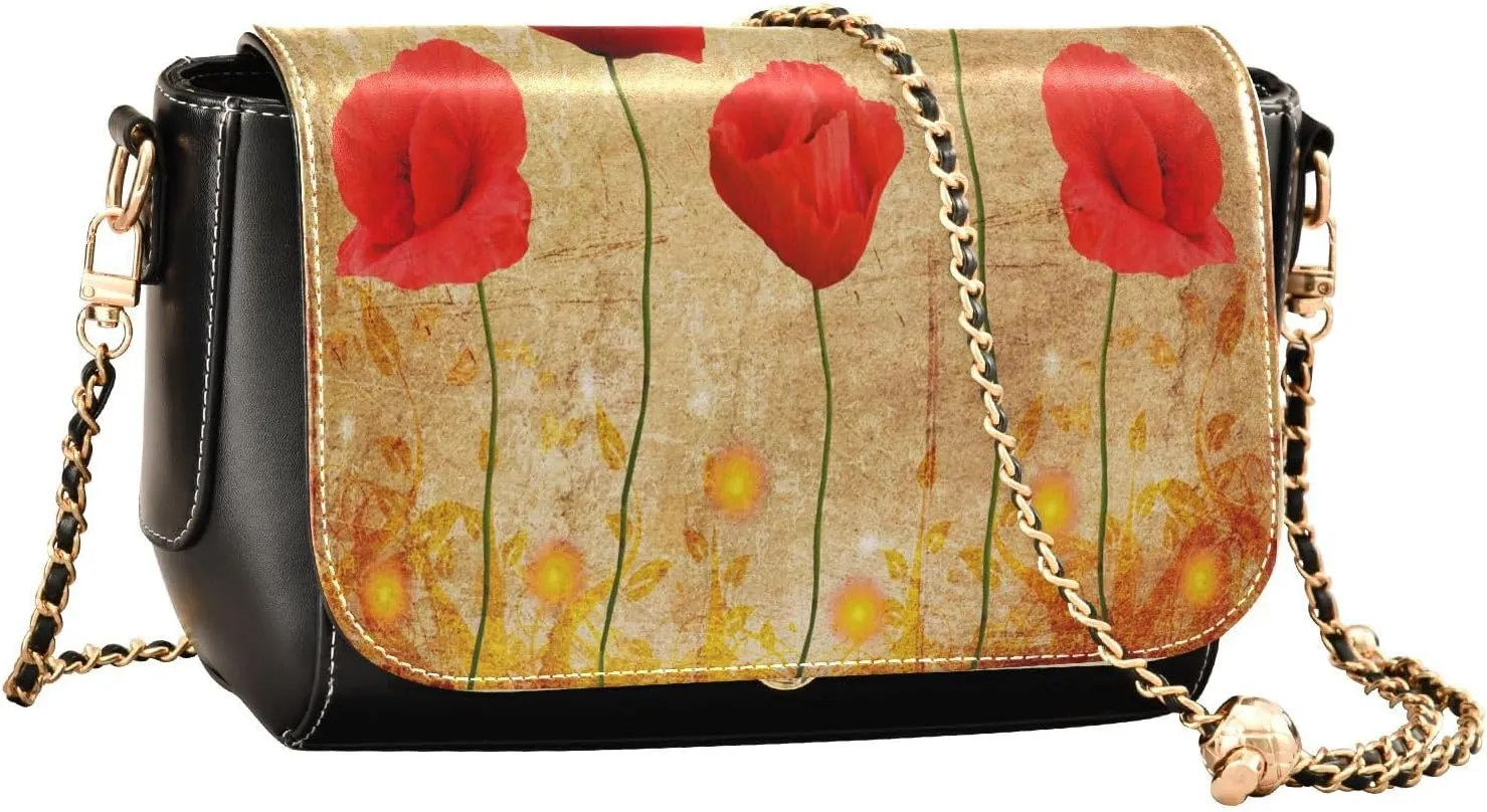 WIHVE Women's Crossbody Handbag Leather Shoulder Bag with Chain Strap