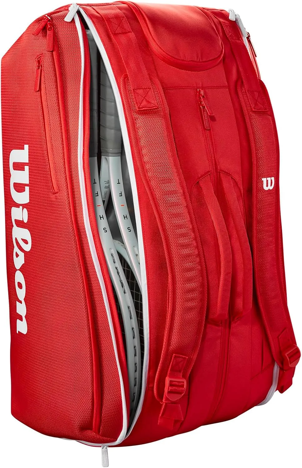 WILSON 2025 Super Tour Red Tennis Racket Bags - Red/White