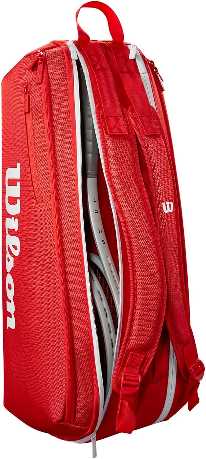 WILSON 2025 Super Tour Red Tennis Racket Bags - Red/White
