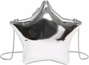 Women Acrylic Clutch Purse Star Shape Handbag Unique Evening Bag Chain Crossbody Bag for Formal Party Wedding