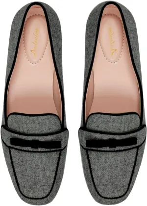 Women Bow Loafer Flats Suede Slip On Comfortable Flat Penny Loafers Closed Square Toe Two-Toned Flat Shoes Patchwork Office Ladies Work Loafers Dressy Casual Club Driver Flats Fall 4-11 M US