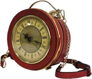 Women Classic Retro Clock Shaped Crossbody Shoulder Bag Handbag PVC Unique Novelty Clock Purse