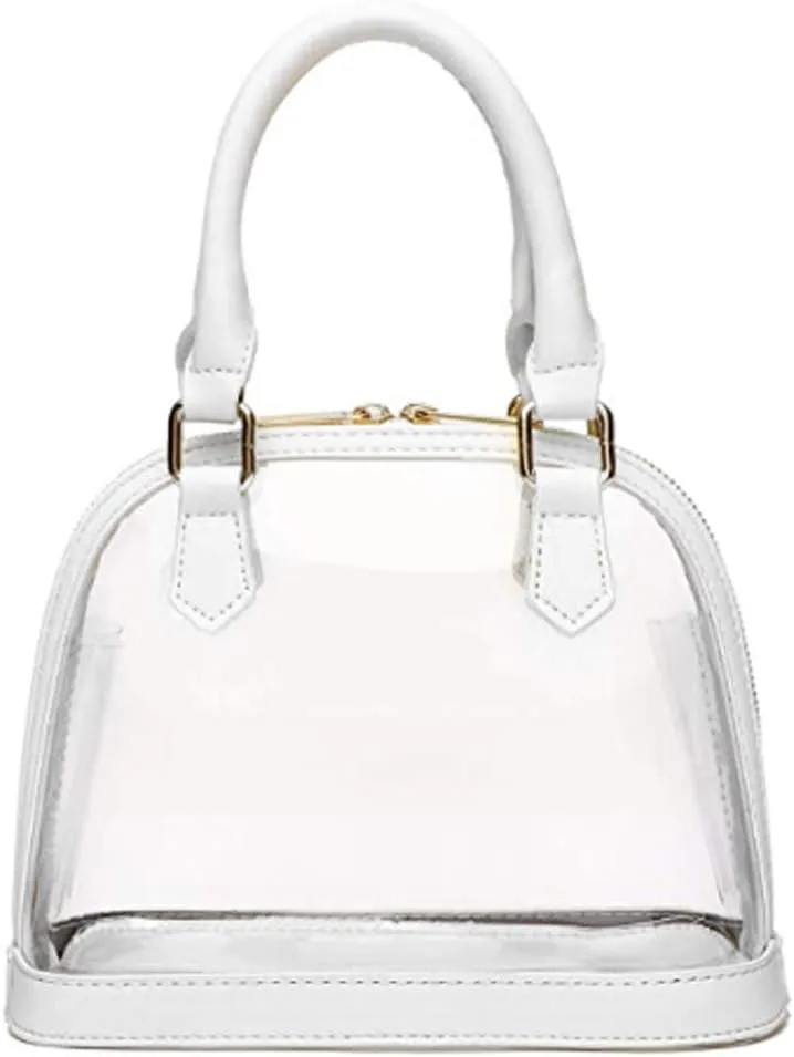 Women Clear Jelly Top Handle Shoulder Crossbody Bag PVC Handbag Purse Totes Satchel