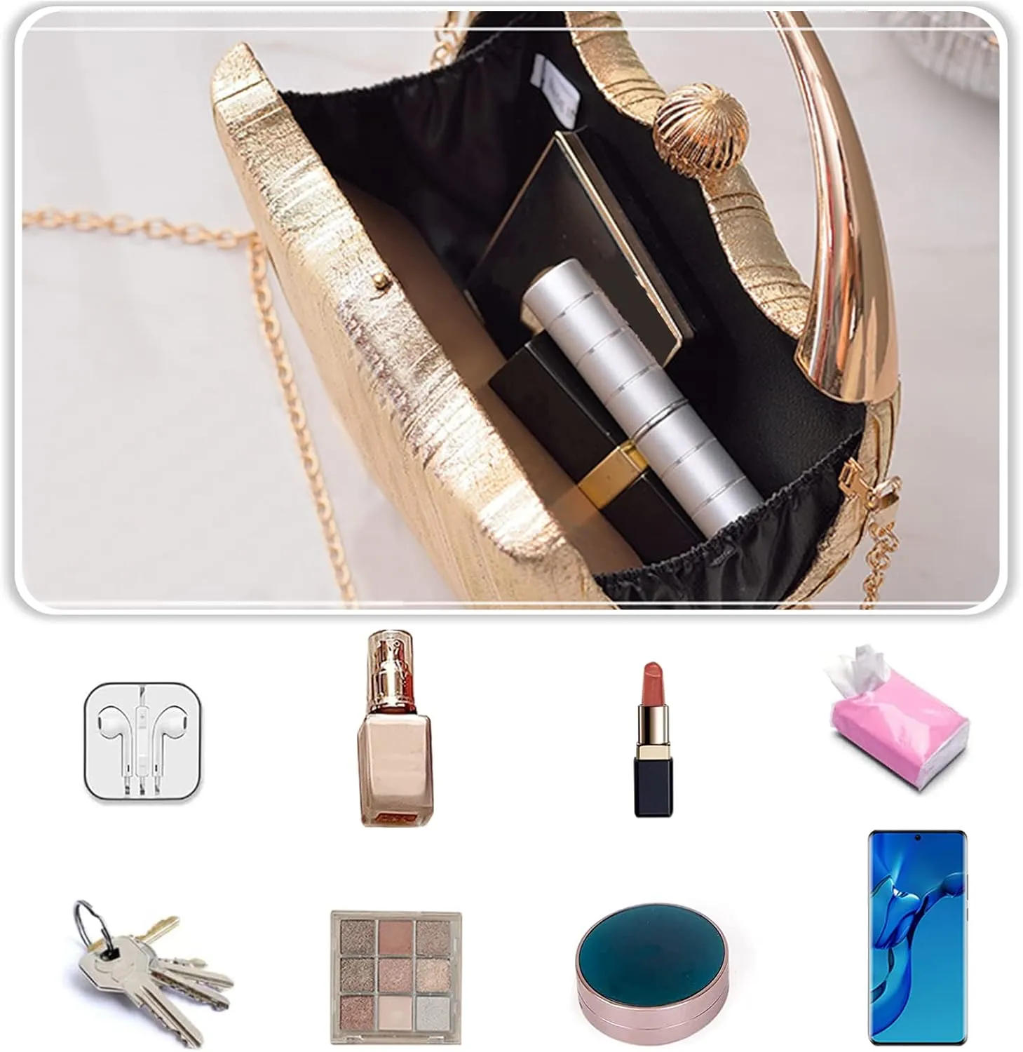 Women Clutch Bag Glitter Evening Bag Bridal Wedding Purse Elegant Shoulder Bag