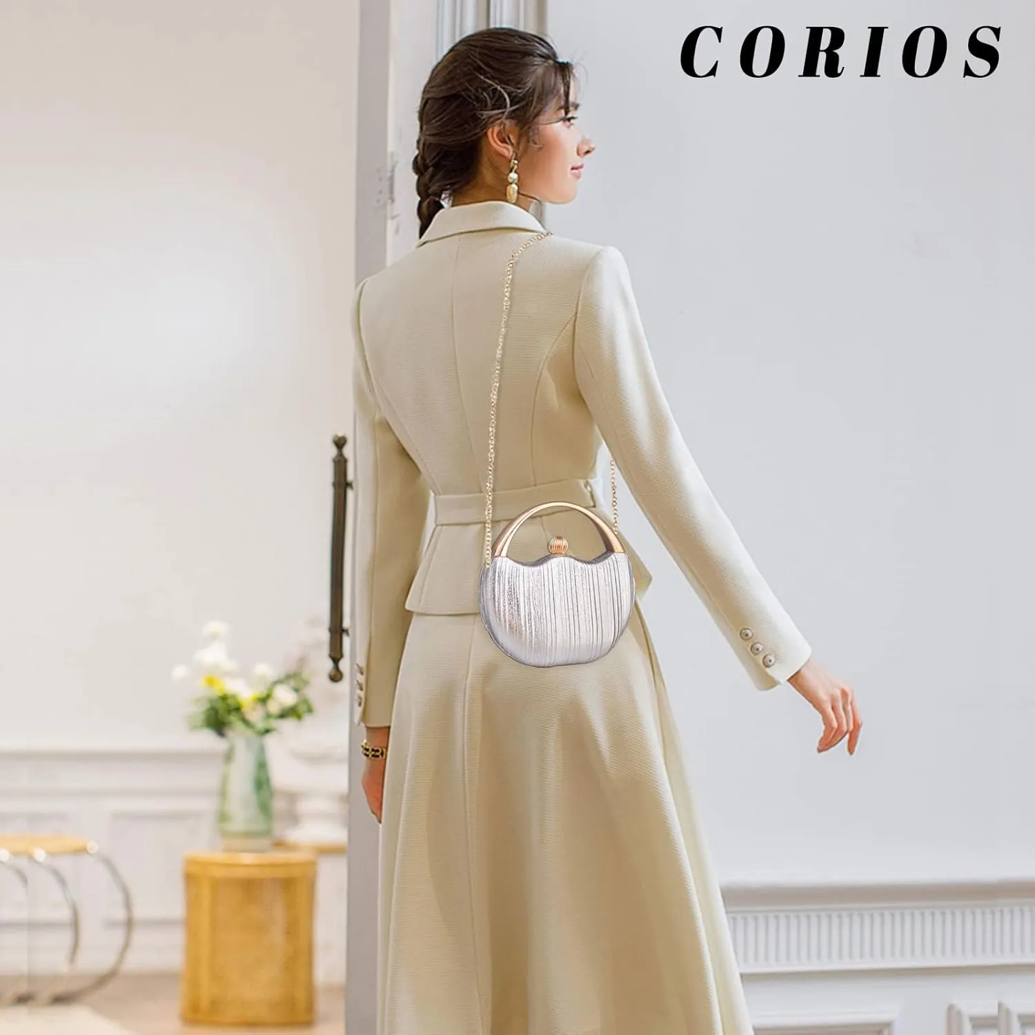 Women Clutch Bag Glitter Evening Bag Bridal Wedding Purse Elegant Shoulder Bag
