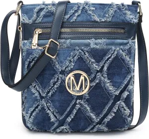 Women Crossbody Purses Multi Pockets Large Signature Monogram Zip Shoulder Bags Ladies PU Leather Handbag