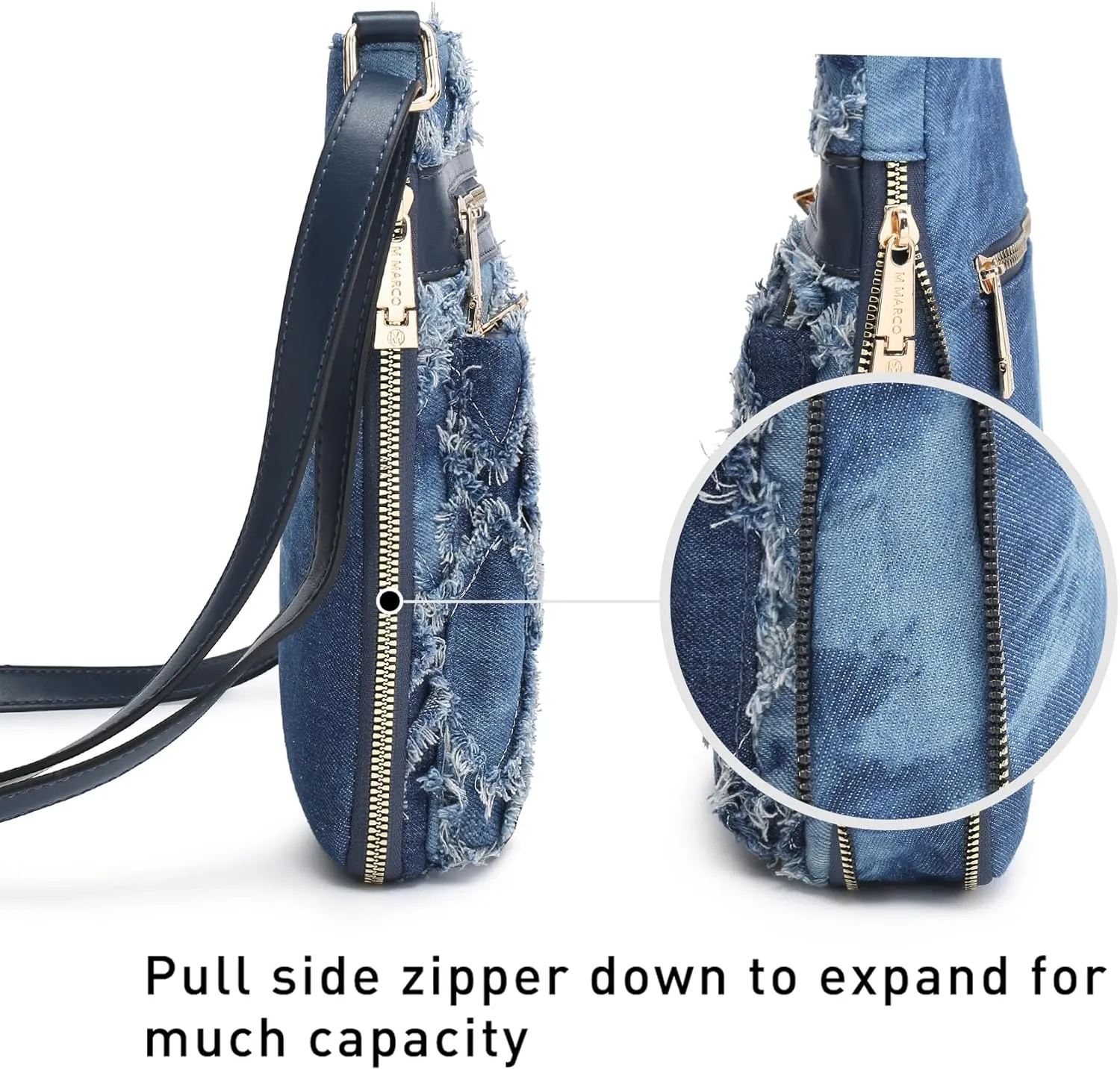 Women Crossbody Purses Multi Pockets Large Signature Monogram Zip Shoulder Bags Ladies PU Leather Handbag
