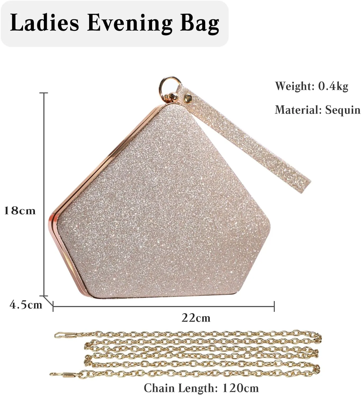 Women Evening Bag Sequin Clutch Bag Bridal Wedding Purse Ladies Sparkly Handbag Glitter Pentagon Shoulder Bag