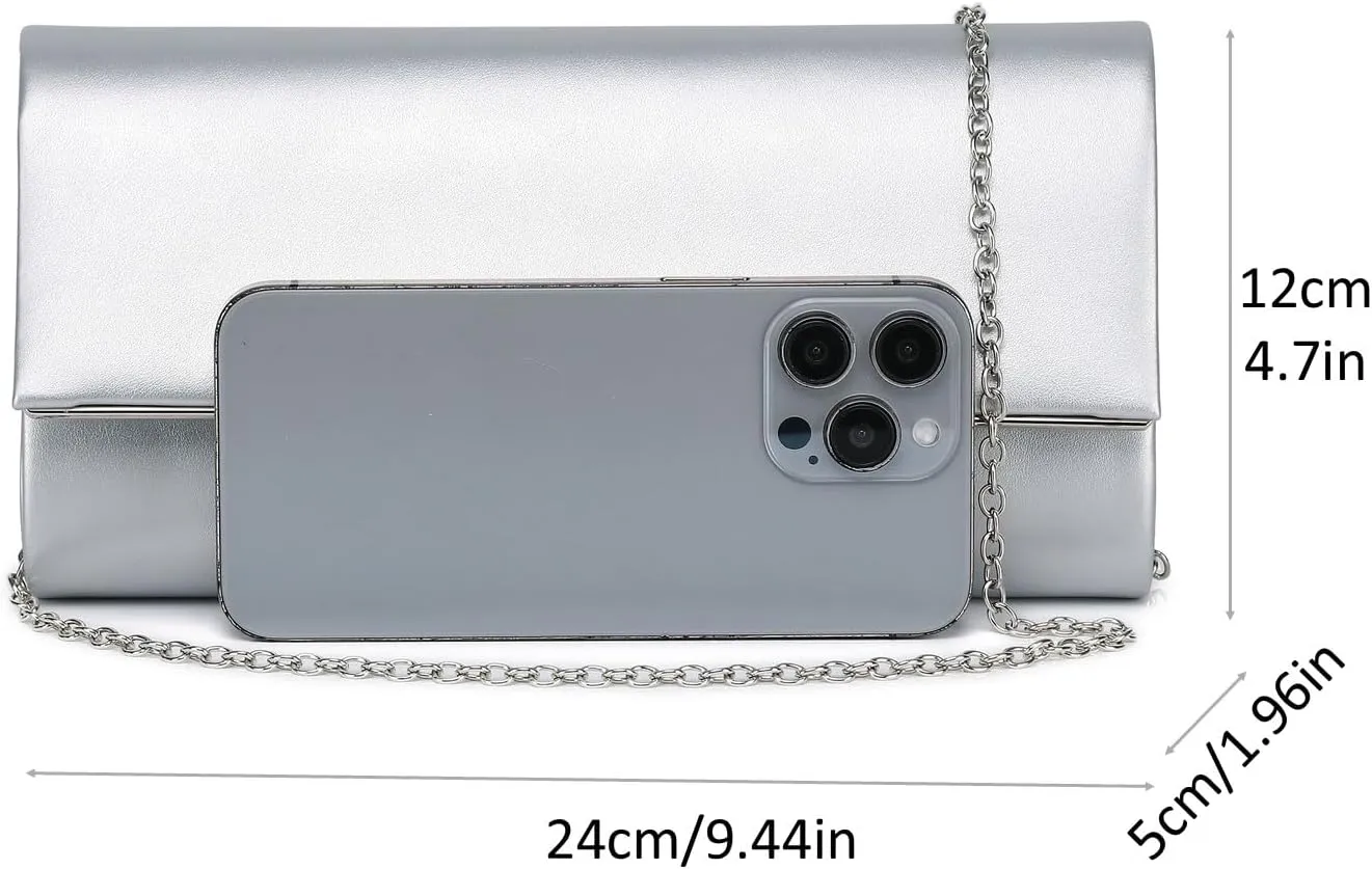 Women Evening Bag Vegan Leather Clutch Purse Shoulder Crossbody Envelope Bag for Party Wedding Prom Bridal