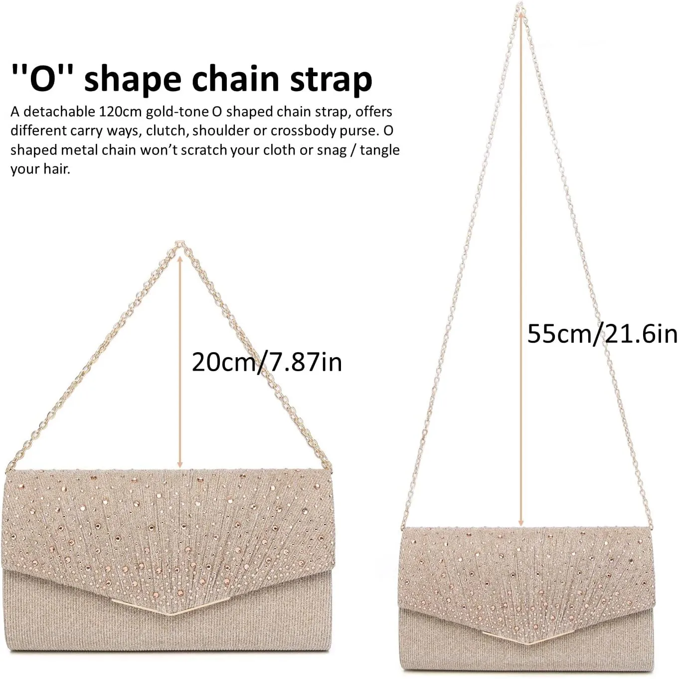 Women Evening Bags Glitter Sequins Clutch Purses for Women Shiny Envelope Handbag Formal Wedding Party Prom Purse