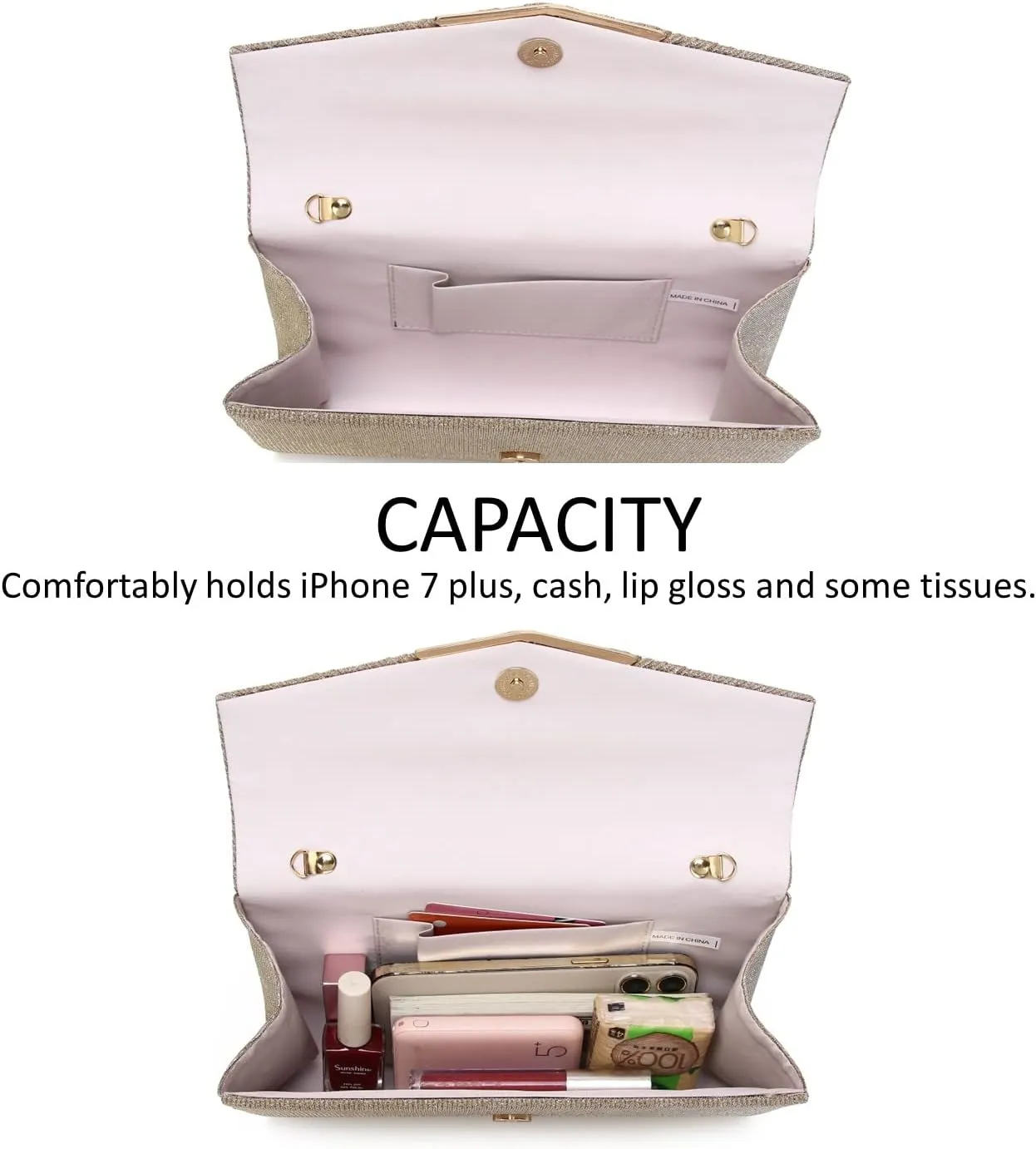 Women Evening Bags Glitter Sequins Clutch Purses for Women Shiny Envelope Handbag Formal Wedding Party Prom Purse