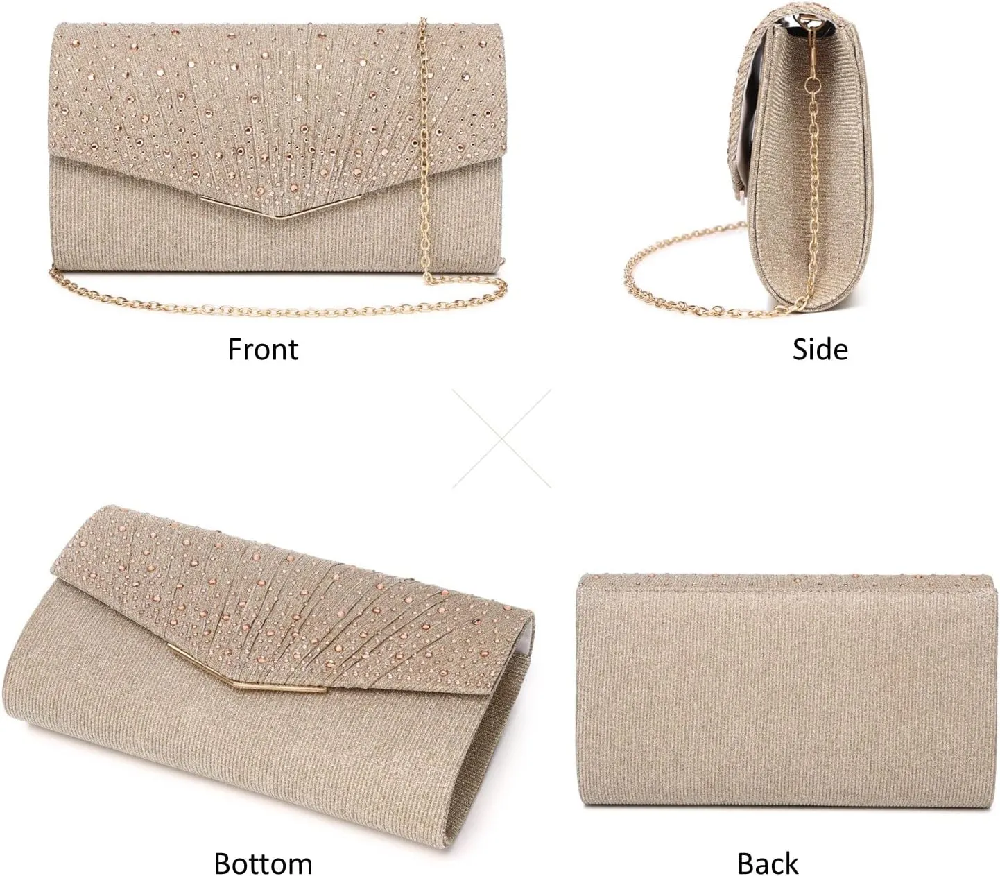 Women Evening Bags Glitter Sequins Clutch Purses for Women Shiny Envelope Handbag Formal Wedding Party Prom Purse