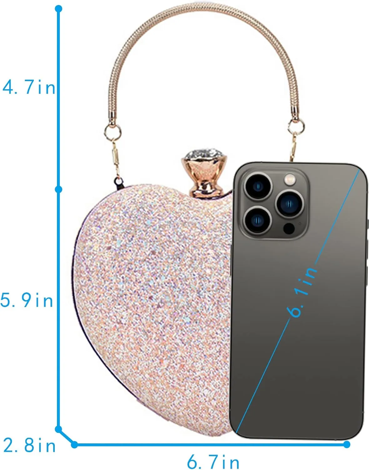 Women Exquisite Heart Shape Evening Clutch Velvet Leather Tote Handbag Chain Party Shoulder Crossbody Red