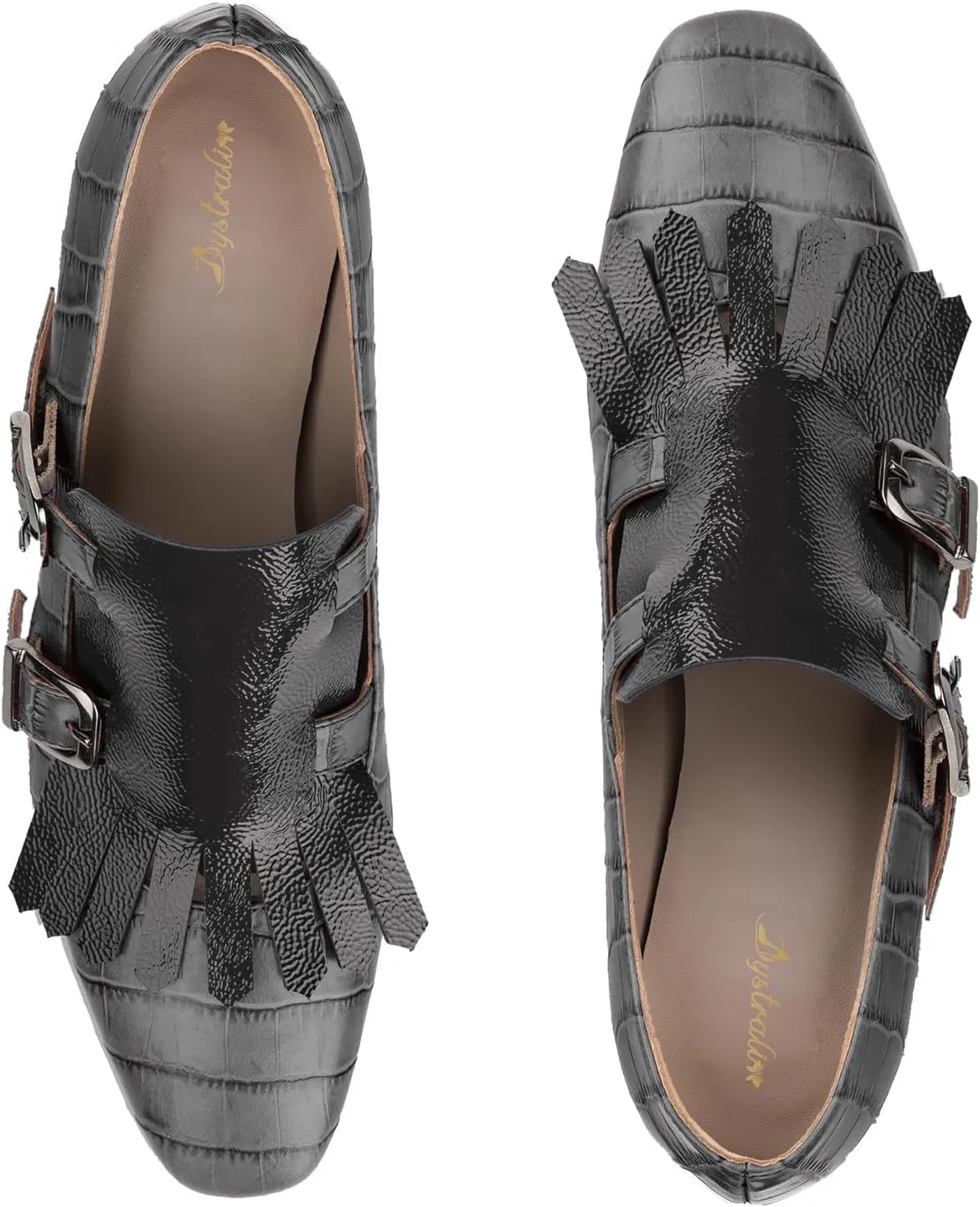 Women Fringe Loafer Pumps Chunky Heel Square Toe Loafers Buckle Strap Crocodile Pattern 2 inch Block Heel Slip On Dress Shoes Tassels Animal Print Sexy Fashion Retro Party 4-11 M US