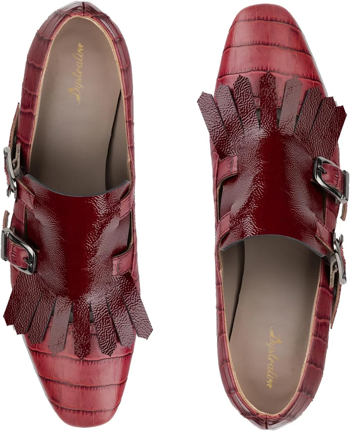 Women Fringe Loafer Pumps Chunky Heel Square Toe Loafers Buckle Strap Crocodile Pattern 2 inch Block Heel Slip On Dress Shoes Tassels Animal Print Sexy Fashion Retro Party 4-11 M US