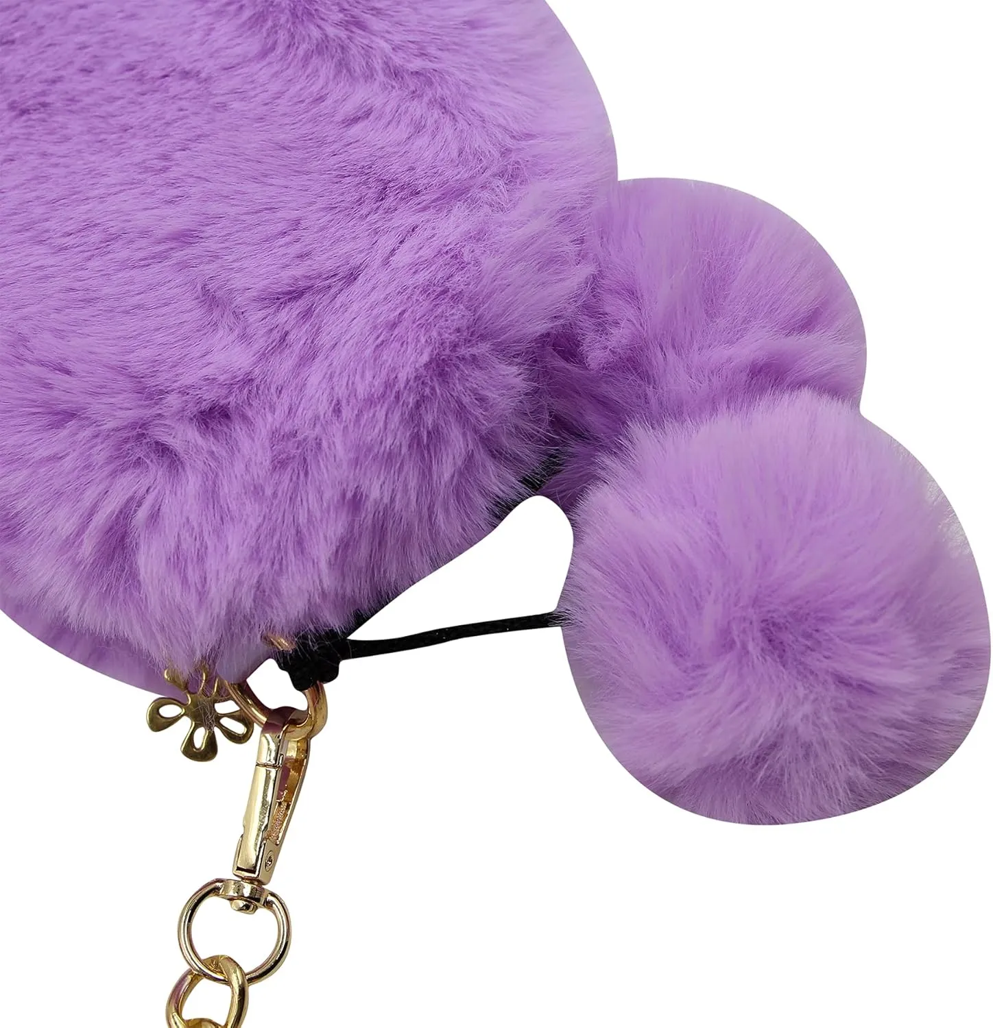 Women Girls Faux Fur Heart Shaped Handbag Plush Shoulder Bag Clutch Purse with Metal Chain Strap