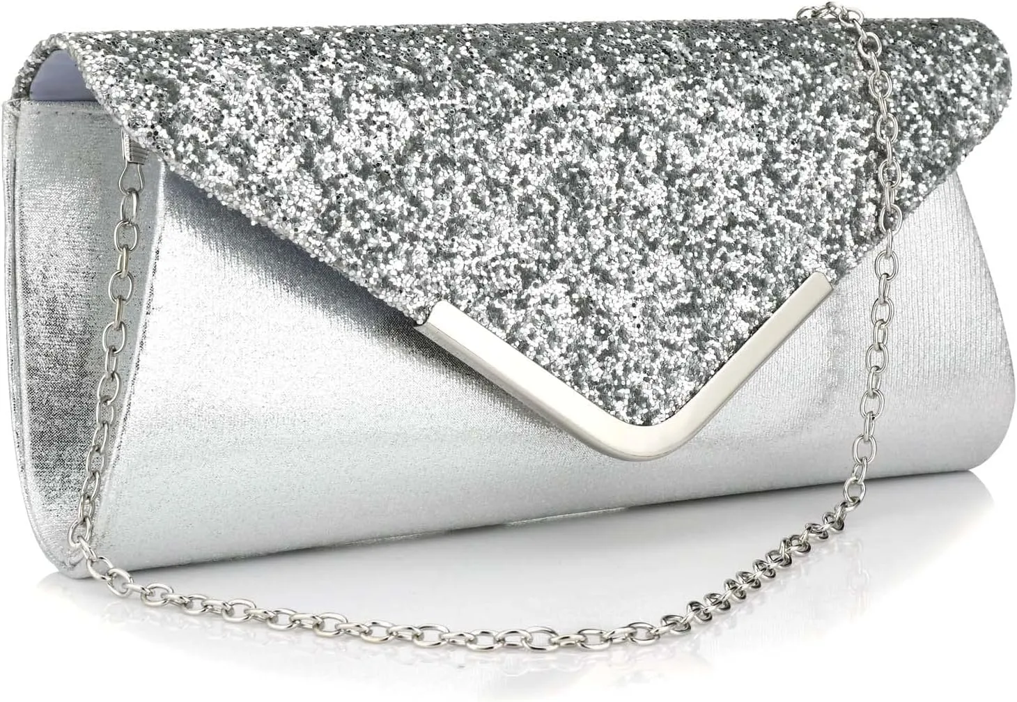 Women Glitter Sequins Envelope Evening Bag Handbag Party Bridal Clutch Purse