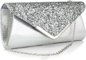Women Glitter Sequins Envelope Evening Bag Handbag Party Bridal Clutch Purse