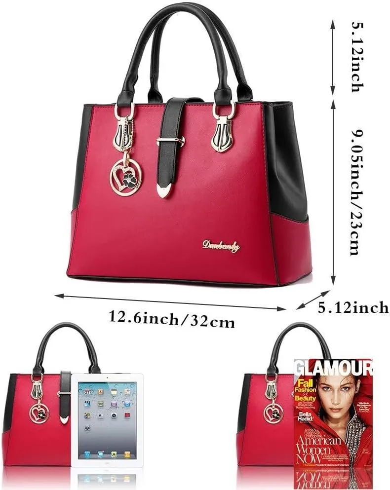 Women Handbags Crossbody Bags Ladies Tote PU Leather Hobo Satchel Work Shoulder with Heart Pendant