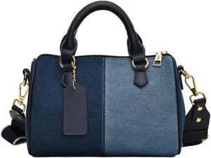 Women Handle Handbag Patchwork Mini Handbags Denim Cross Body Bags Ladies Small Boston Purses Bag Handbag
