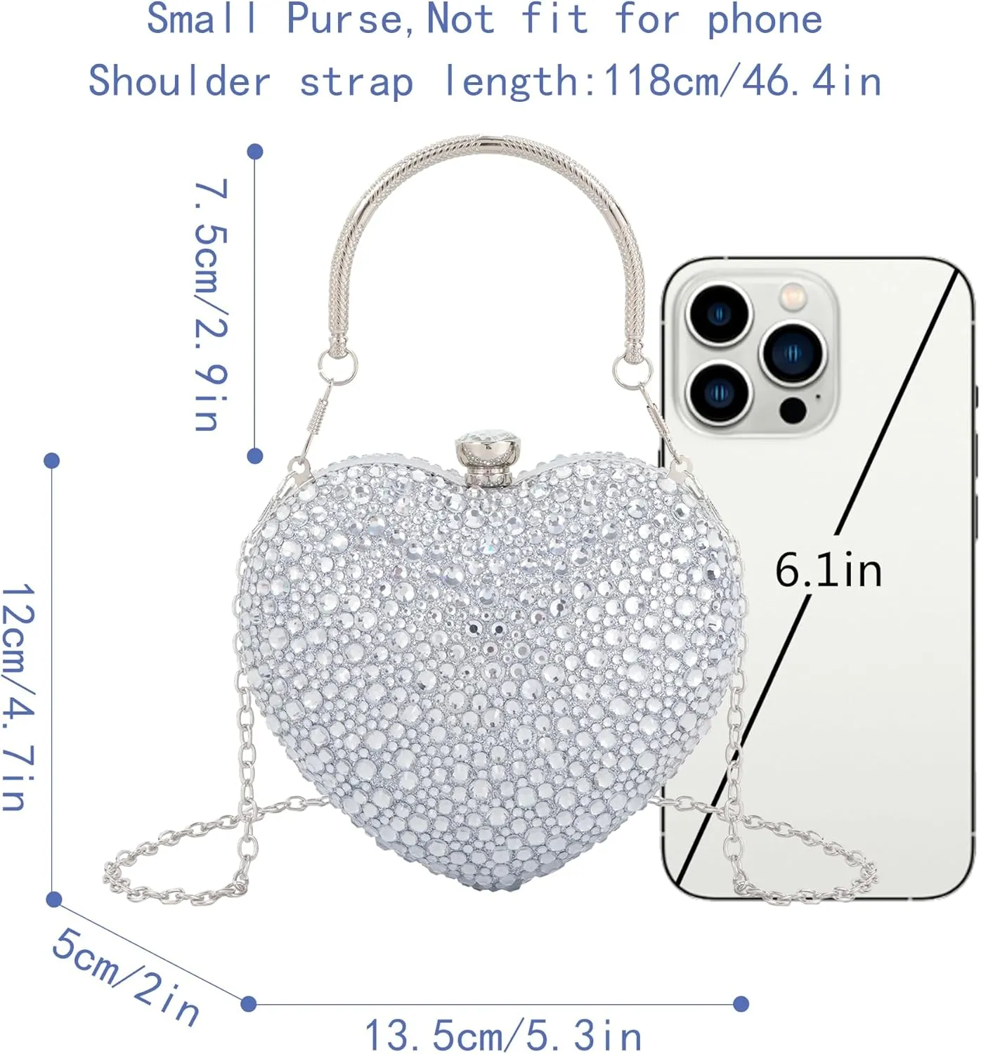Women Heart Shaped Clutch Handbag Wedding Party Evening Bag Mini Chain Purse Cocktail Prom Tote Shoulder Bag