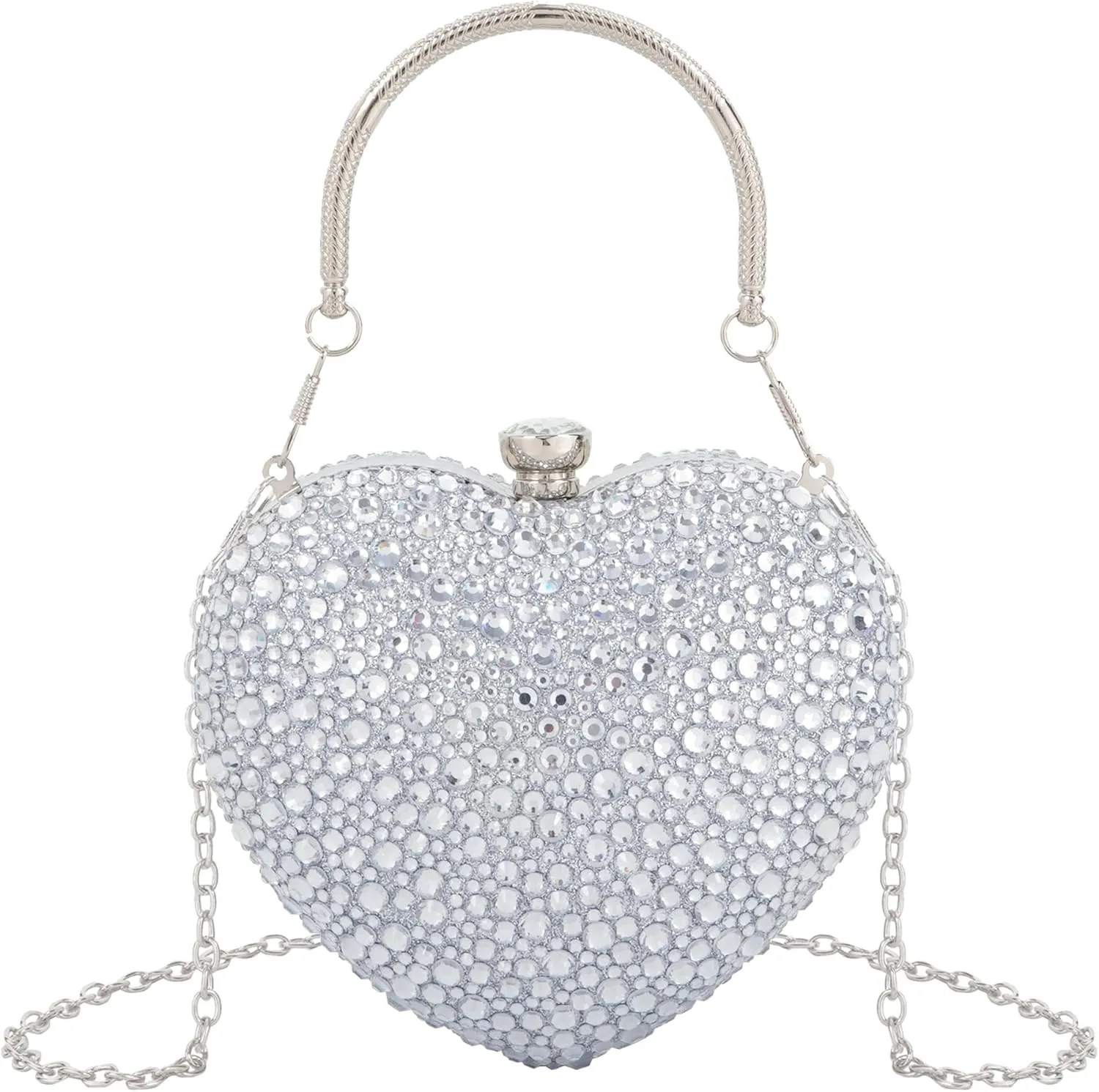 Women Heart Shaped Clutch Handbag Wedding Party Evening Bag Mini Chain Purse Cocktail Prom Tote Shoulder Bag