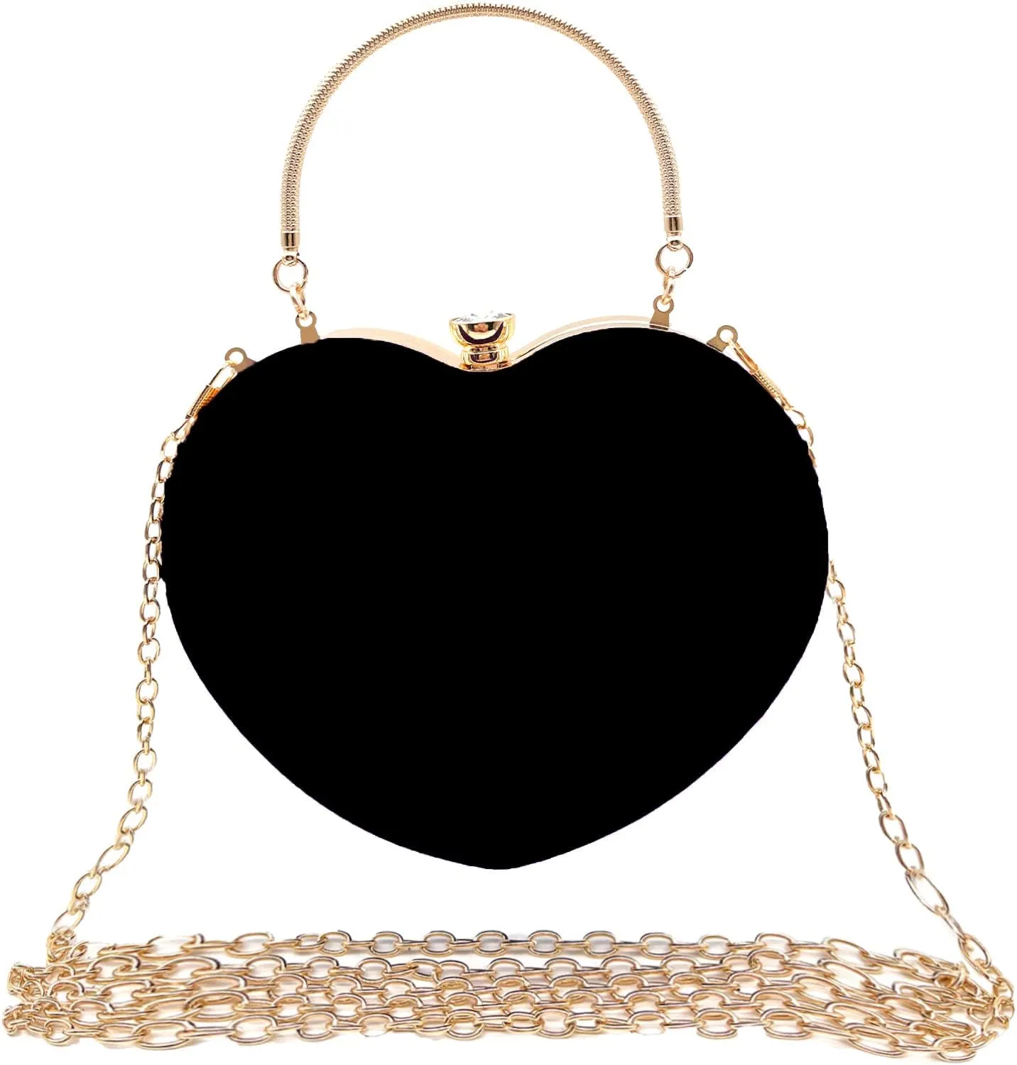 Women Heart Shaped Handbag Wedding Party Evening Bag Mini Clutch Chain Purse Cocktail Prom Evening Tote