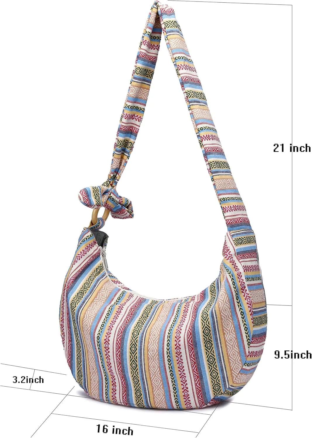 Women Hippie Crossbody Bag cloth boho Sling Bag Canvas Bohemian Hobo Hand Bags