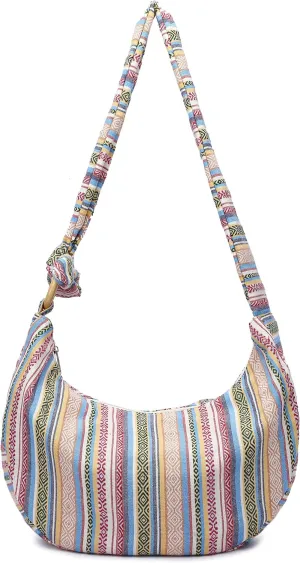 Women Hippie Crossbody Bag cloth boho Sling Bag Canvas Bohemian Hobo Hand Bags