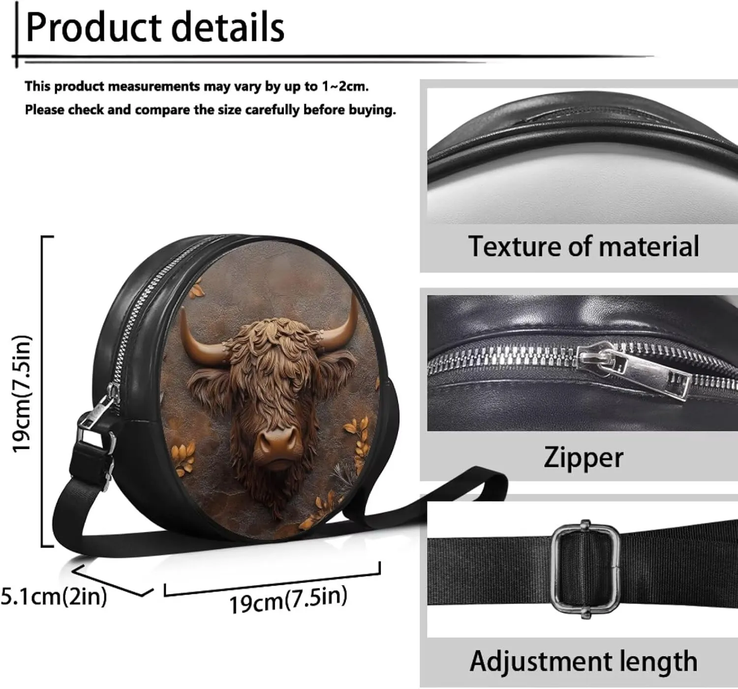 Women Round Shape Crossbody Bag Pu Leather Round Purses Circle Cross Body Shoulder Bag for Party