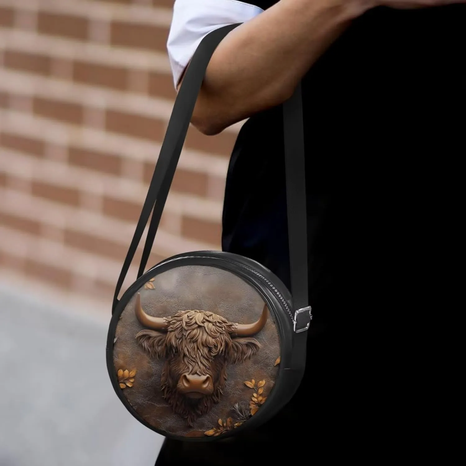 Women Round Shape Crossbody Bag Pu Leather Round Purses Circle Cross Body Shoulder Bag for Party