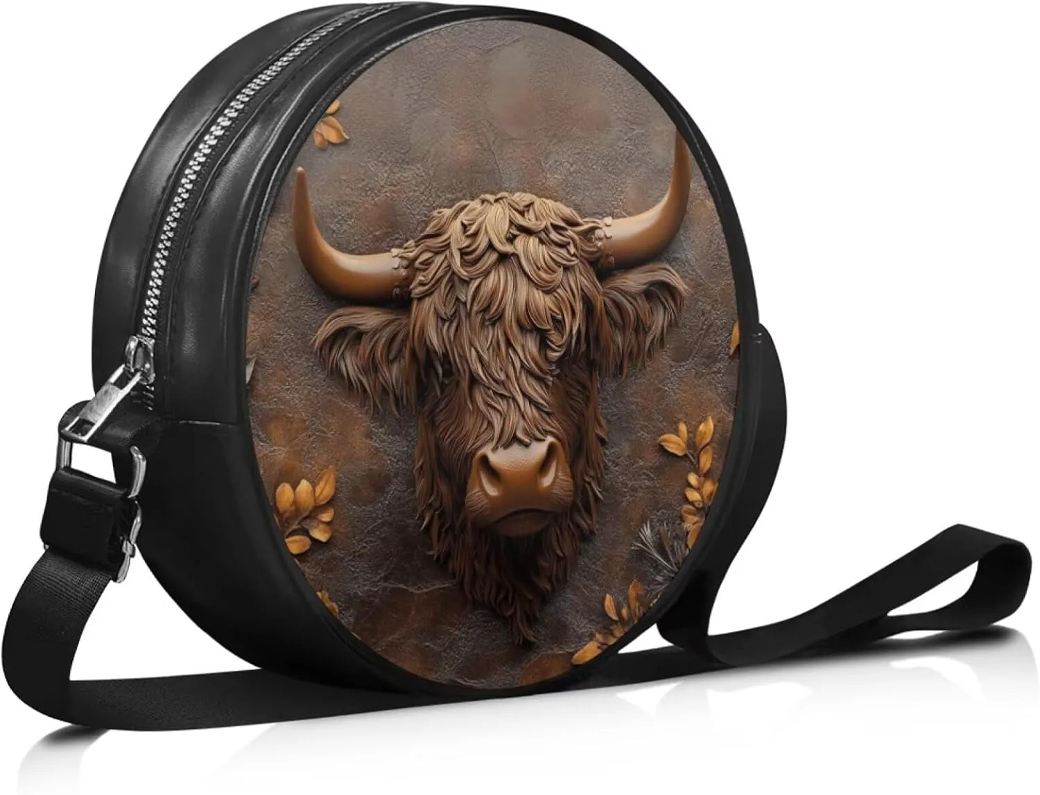 Women Round Shape Crossbody Bag Pu Leather Round Purses Circle Cross Body Shoulder Bag for Party