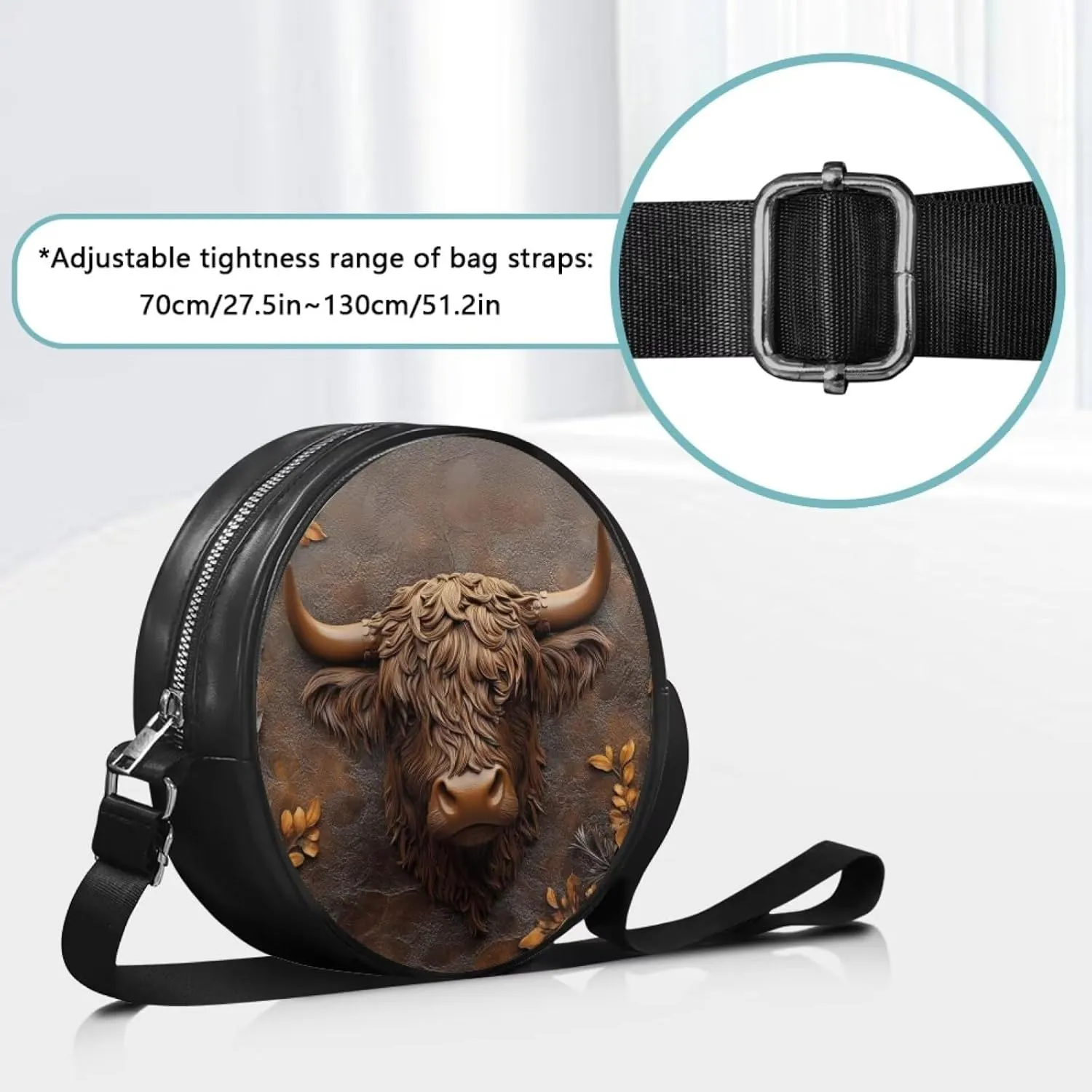 Women Round Shape Crossbody Bag Pu Leather Round Purses Circle Cross Body Shoulder Bag for Party